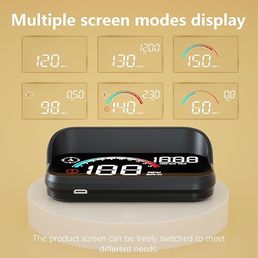 AZIJYV Windshield Speedometer Projector, Digital Speedometer for Car GPS Speedometer with Speed, Overspeed, Heads Up Display for Cars Suitable for All Vehicles