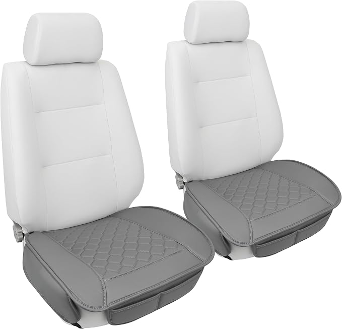 Elantrip Gray 2 Pcs Car Seat Cover, Includes Front Car Seat Protector, Premium Interior Covers with Storage Pockets, Padded Seat Covers for Cars Trucks SUV Auto Gray- Padded, Non-Slip