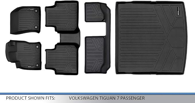 SMARTLINER Custom Fit Floor Mats 3 Rows and Cargo Liner Behind 2nd Row Set Compatible with 2018-2024 Volkswagen Tiguan