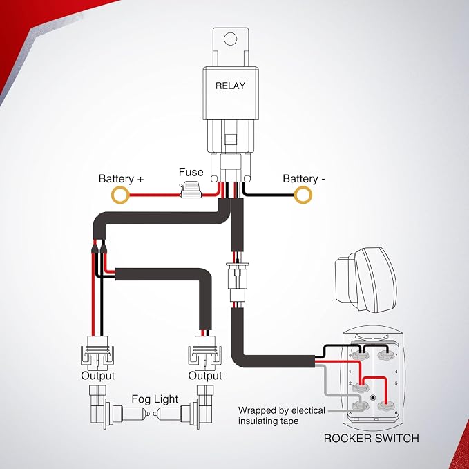 Nilight 16AWG Fog Light Wiring Harness Kit 12V Heavy Duty 5PIN Rocker Switch Relay Blade Fuse Lights Socket Connector Compatible with H11 H9 H8 886 889 892 PGJ13 Bulbs