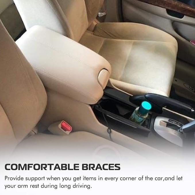 A ABIGAIL Center Console Armrest Cover Repacement Compatible with 2008 2009 2010 2011 2012 Honda Accord Auto Leather Suture Console Lid Cover Replacement (Beige)