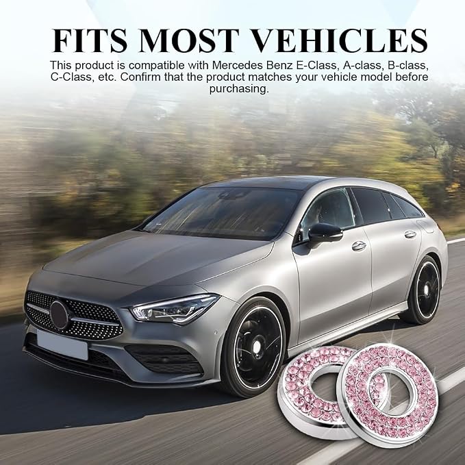 4PCS Bling Car Inner Door Lock Covers, Bling Car Accessories, Crystal Auto Decals for Women Girls, Sparkly Rhinestones Auto Door Bolt Decorations Compatible with B-e-n-z A/B/C/D/E Class