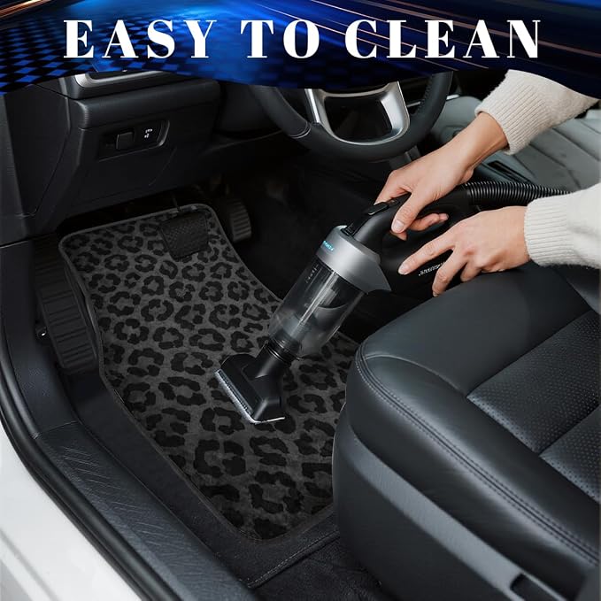 Black Leopard Car Floor Mats Set of 4 Leopard Print Carpet Front Rear Carpets Mat Decorative Car Floor Carpets Non-Slip Auto Car Accessories Universal Fit Car Accessories for Truck