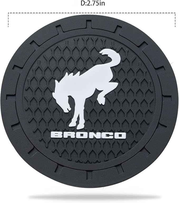 Ford Bronco Car Cup Holder Coaster, Silicone, 2.76 Inch, 2 Pieces | Car Interior Accessories