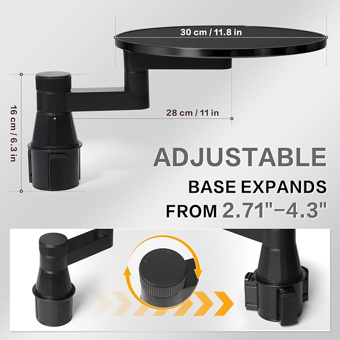 Car Tray Table & Car Desk for Laptop, Dual 360° Rotating Cup Holder Tray, Anti-Slip Leather-Textured Car Food Tray for Eating, Working & Makeup, Compatible with Tesla Model Y/3/S & Most Vehicles