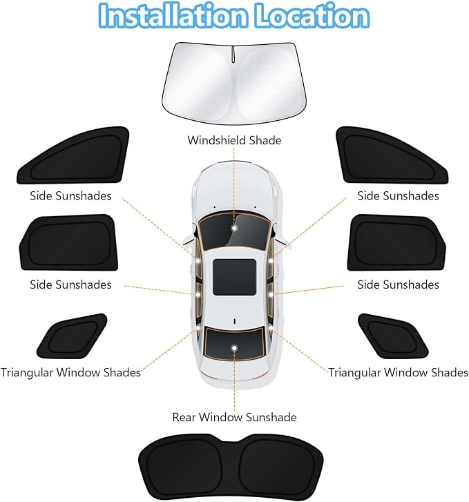 KUST Car Window Shades for 2022-2025 2026 Nissan Pathfinder Accessories Windshield Sun Shade Side Rear Window Covers Sunshade Privacy Protection for Camping Blackout UV Block Full Set 8PCS
