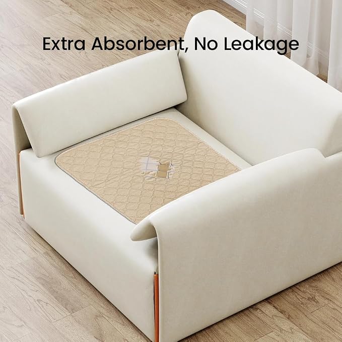 Waterproof Chair Pads for Incontinence, Wheelchair Seat Pads, Reusable Washable Seat Protector Pads for Bed, Seat, Wheelchair & Recliner, 2 Pack