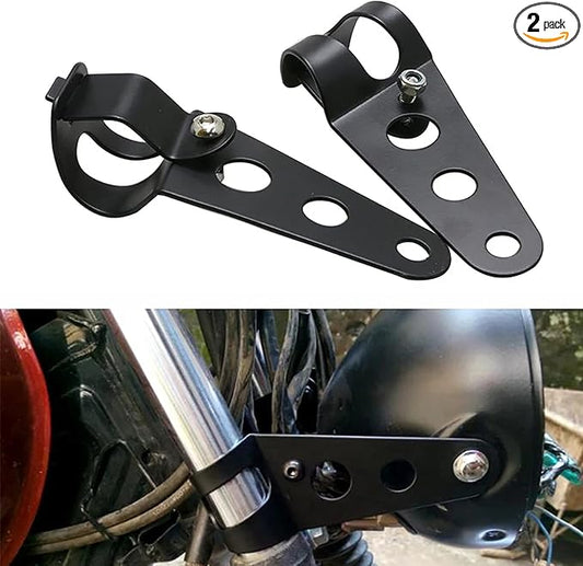 ANKIA Universal 33mm-43mm Metal Motorcycle Modified Headlight Mount Brackets Clamp Fork Ear for Motorcycle Chopper Cafe Racer (Black)