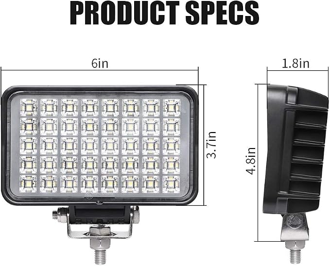 EXZEIT 6 Inch Led Work Light for Truck Tractor, 80W 6800Lumens Flood Light Off Road Light for Tractor SUV ATV, 12/24V