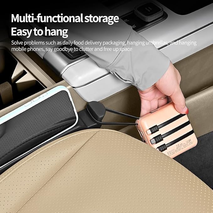YLXGT Car Seat Gap Filler 2 Pack Universal for Car SUV Truck Accessories, 3in1 Soft Seat Gap Plug Blocker with Storage Slot Organizer and Hook Black