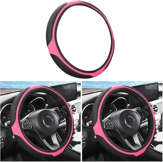 LoyaForba Car Steering Wheel Cover, Universal 14.5-15 Inch, Soft Anti-Slip Neoprene Protector for Steering Wheel, Breathable Odorless and Elastic Stretch, Car Accessory for SUV, Van, Truck (Pink)