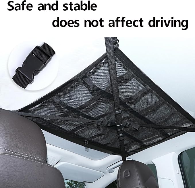 Car Ceiling Cargo Net Roof Storage Organizer Mesh Hammock for Subaru Crosstrek 2013–2025 2026 GP/GU,Interior Mesh Hammock Zipper Pocket,Space Saving Road Trips Camping,80 * 53