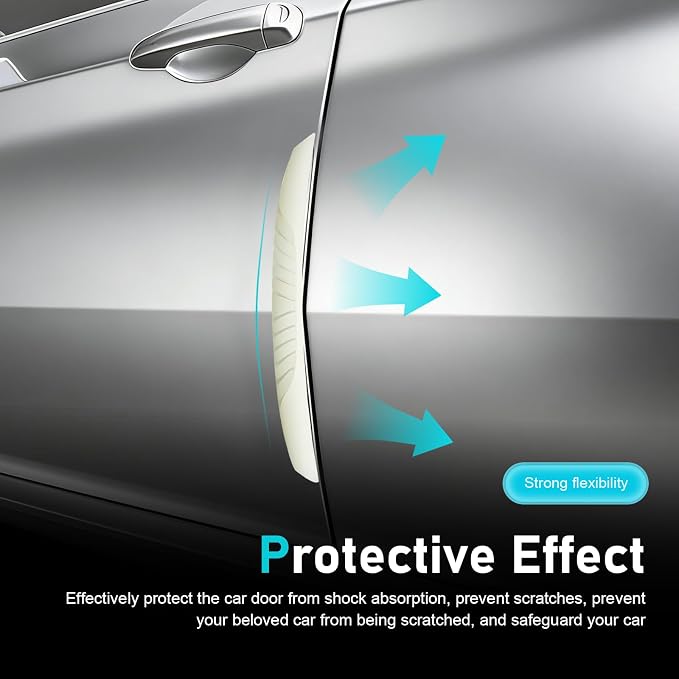 6 PCS Luminous Car Door Edge Guard Strips, Anti-Scratch Car Bumper Bumper Protectors, Anti-Collision Side Door Edge Guards, Universal for Most Cars, Sedans, Truck, SUVs (White)