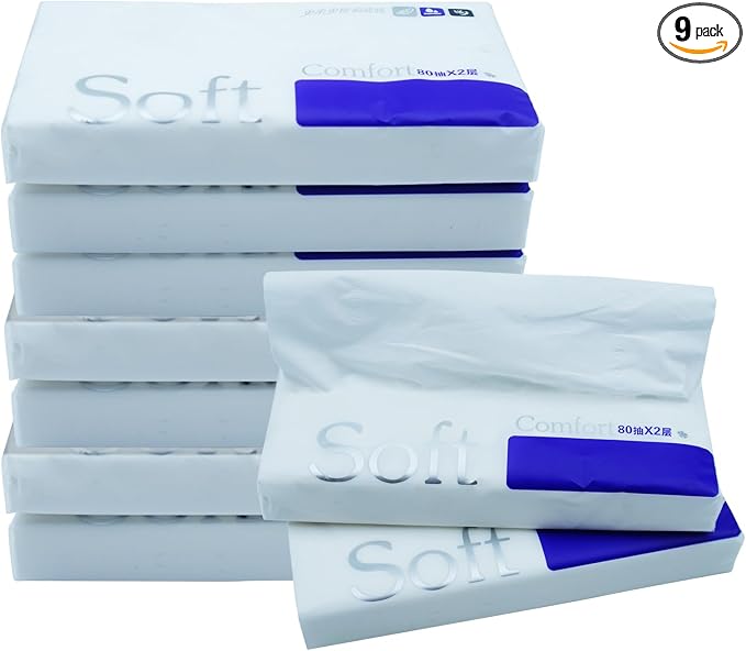 80 Sheets Car Tissue Refills, 9 Bags Travel Size Handbag Tissues, Facial Napkins Fit for Car Visor Tissue Holder, Cylinder or Box Round Container