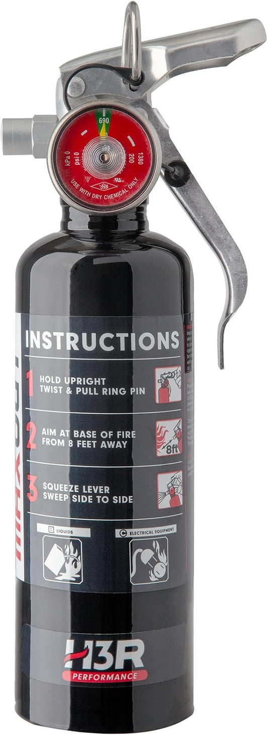 MaxOut Compact Fire Extinguisher for Vehicles – Cars, Trucks, UTVs, RVs & Boats | Off-Road Ready | Refillable Purple K Dry Chemical | Class BC | Mounting Bracket | UL Listed | Black 1.0 lb