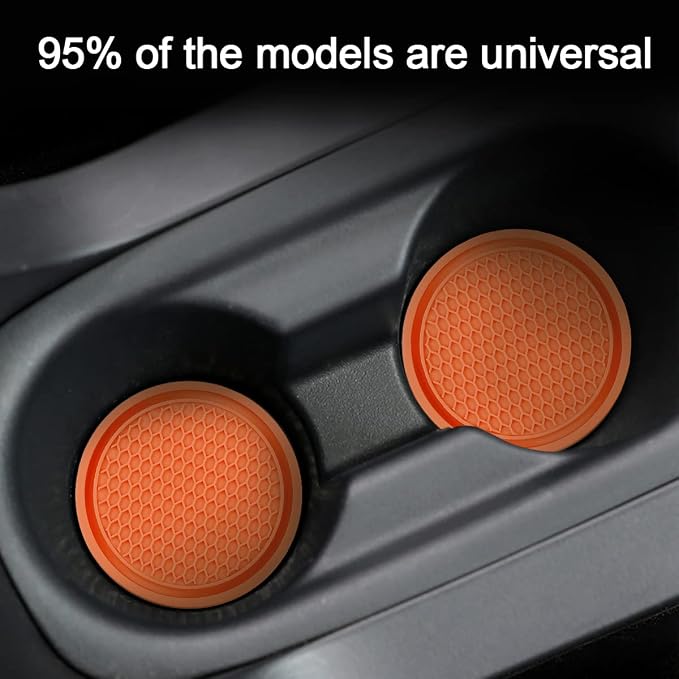 4 Pack Car Cup Holder Coaster, 2.75 Inch Diameter Non-Slip Universal Insert Coaster, Durable, Suitable for Most Car Interior, Car Accessory for Women and Men (Orange)