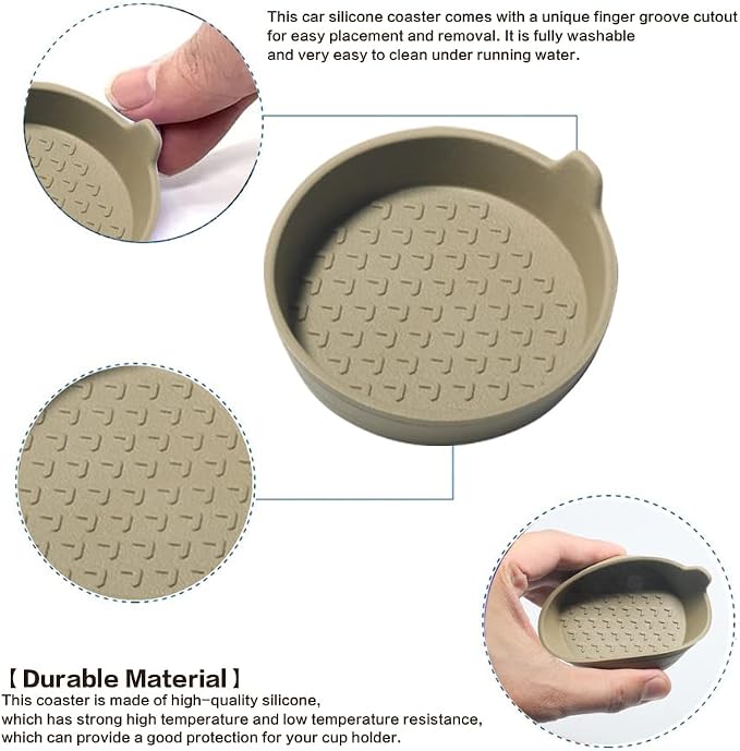 4 Packs Silicone Car Cup Holder Coasters,Car Coasters for Cup Holders,Universal Removabl Vehicle Cup Holder Coasters for Most Cars, Trucks, RVs (Beige)