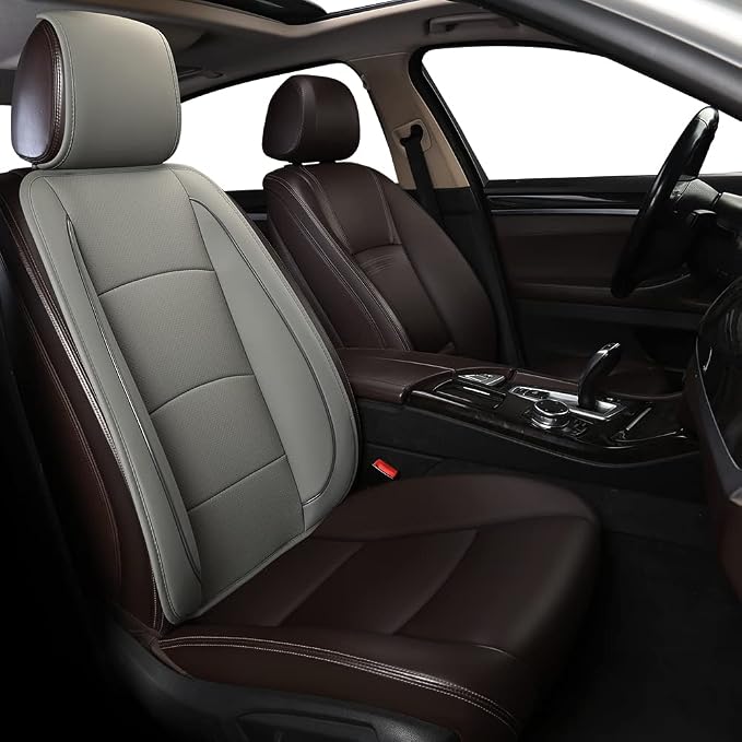 1pcs Luxury Car Seat Backrest Protector Cover Car Interior PU Leather Car Seat Cover Universal Anti-Slip Seat Cover(Dark Grey Backrest)
