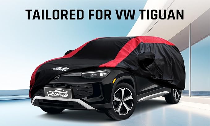 Car Cover Waterproof All Weather Custom Fit for VW Volkswagen Tiguan 2018–2025 BWM, Tiguan Accessory with Door Zipper & Windproof Straps