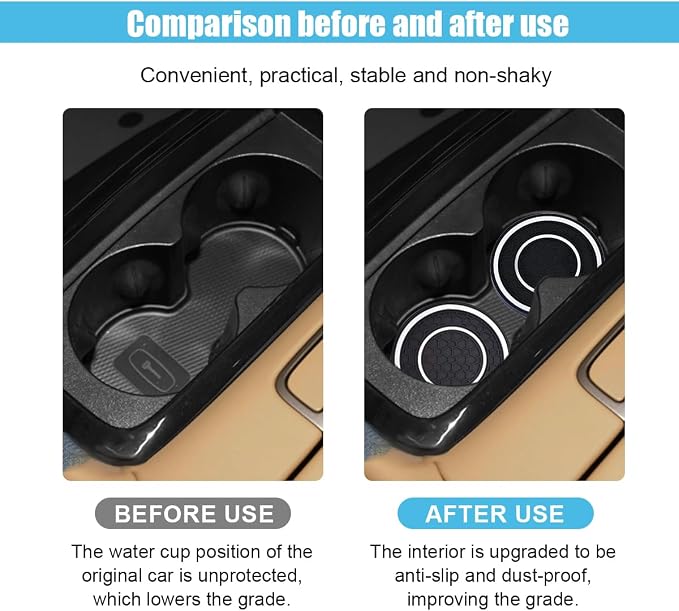 2PCS Car Cup Holder Coasters, 2.75 Inch Auto Non-Slip Anti Dust Cup Mats, Console Cup Holder Insert Coaster Auto Insulated Mats, Universal Interior Accessories for Most Cars (White)