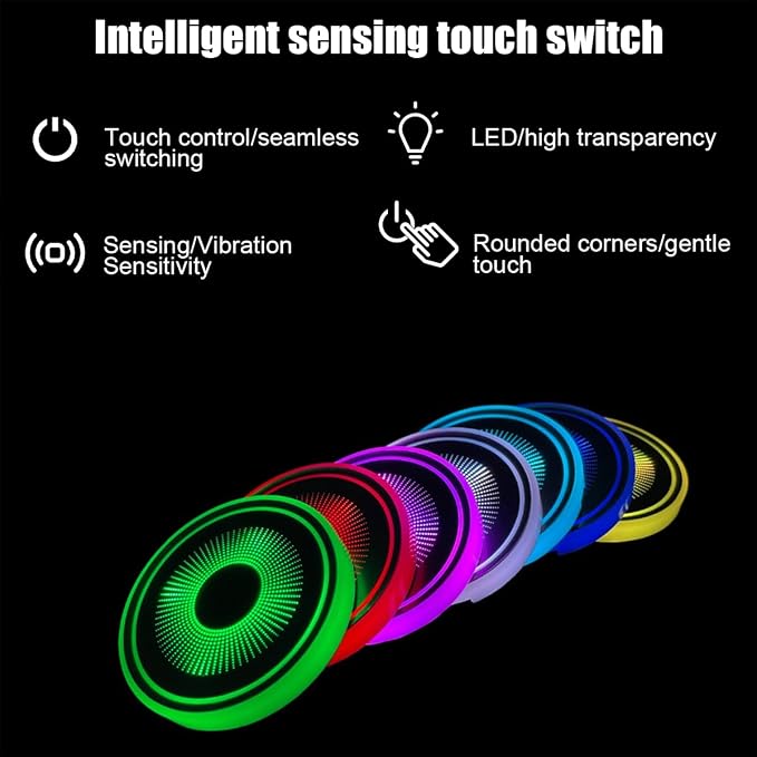 Mandark LED Car Cup Holder Lights, 2PCS Waterproof 7 Colors Changing Vehicle USB Charging Coaster Pad, Auto Interior Atmosphere Lamp Cup Mat Accessories, Universal for SUV Sedan Truck (Planet)