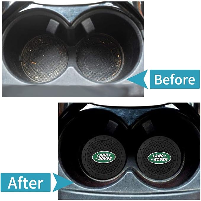 2PCS Car Cup Holder Coasters,Non-Slip Car Coasters for Drink Holder Compatible with Land Rover Discovery Range Rover Sport Defender Land,Vehicle Inner Accessories for Cup Insert Mat,Silicone
