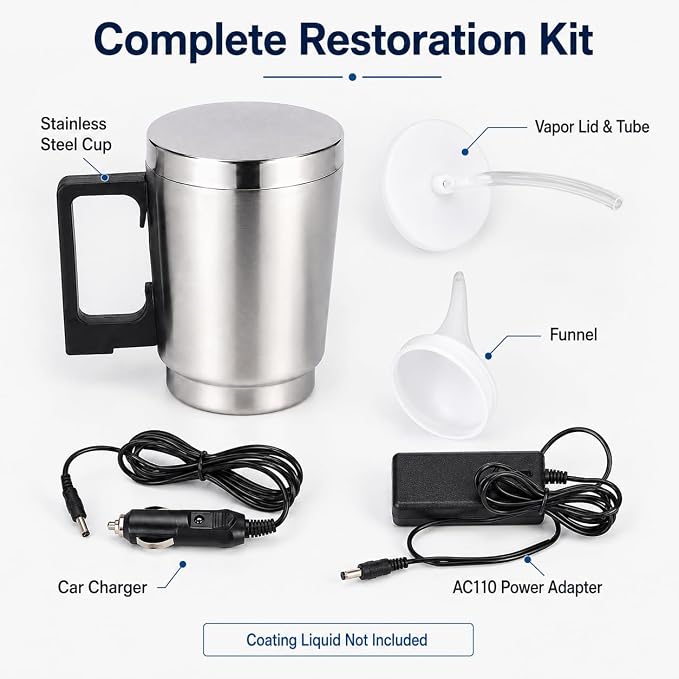 Gleavi Car Headlight Restoration Kit with Coating Solution Cup Car Charger & Power Adapter Headlight Polishing Tool for Scratch Crack Yellowing Repair and Uv Protection