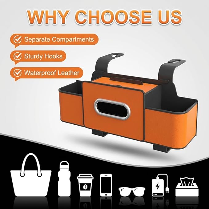 3-in-1 Backseat Car Organizer with Dual Cup Holders,Tissue Box & Phone Holder, 2026 Upgraded Car Seat Back Storage Box,Multifunctional Waterproof Storage for Daily Driving & Travel,White