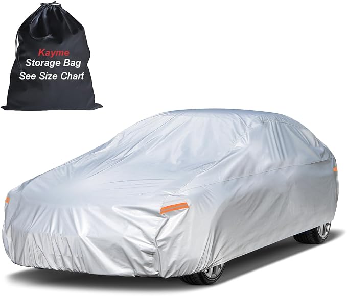 Kayme Coupe Car Cover Waterproof All Weather - See Vehicle Size Chart for Accurate Fit - Outdoor Full Exterior Cover Sun Rain Snow. Challenger, Bel Air, Taycan, Genesis etc. Size C5 (See Size Chart)