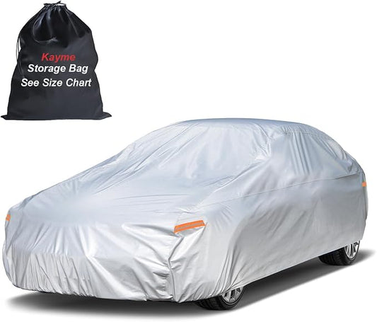 Kayme Coupe Car Cover Waterproof All Weather - See Vehicle Size Chart for Accurate Fit - Outdoor Full Exterior Cover Sun Rain Snow. Challenger, Bel Air, Taycan, Genesis etc. Size C5 (See Size Chart)
