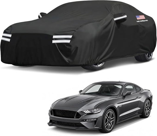 Car Cover Compatible with Ford Mustang, Full Car Covers Waterproof All Weather Dustproof, Snowproof, UV Protection Exterior Car Covers for Automobiles Universal Fit Ford Mustang