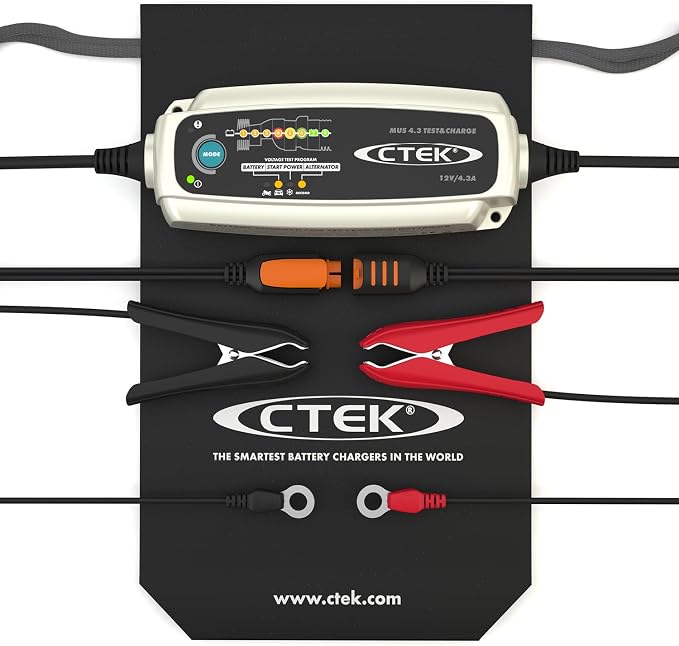 CTEK 4.3 Test & Charge, 12 Volt Fully Automatic Charger with Unique Battery and Alternator Testing, Ideal for Long Term Storage