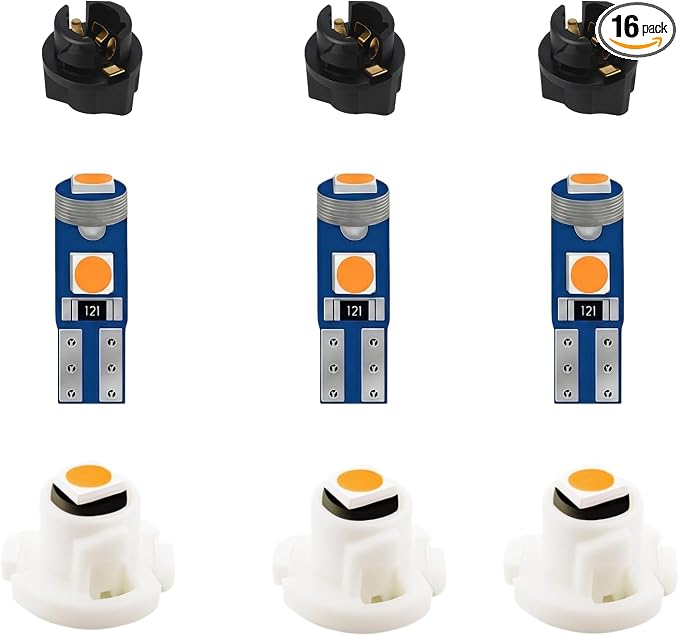 16 Pieces Yellow Interior Dash Instrument Lights with Sockets + HVAC Panel LED Bulb Kit, Dimmable, Warm Retro Dash Upgrade, Fits Jeep Wrangler TJ 1997-2006