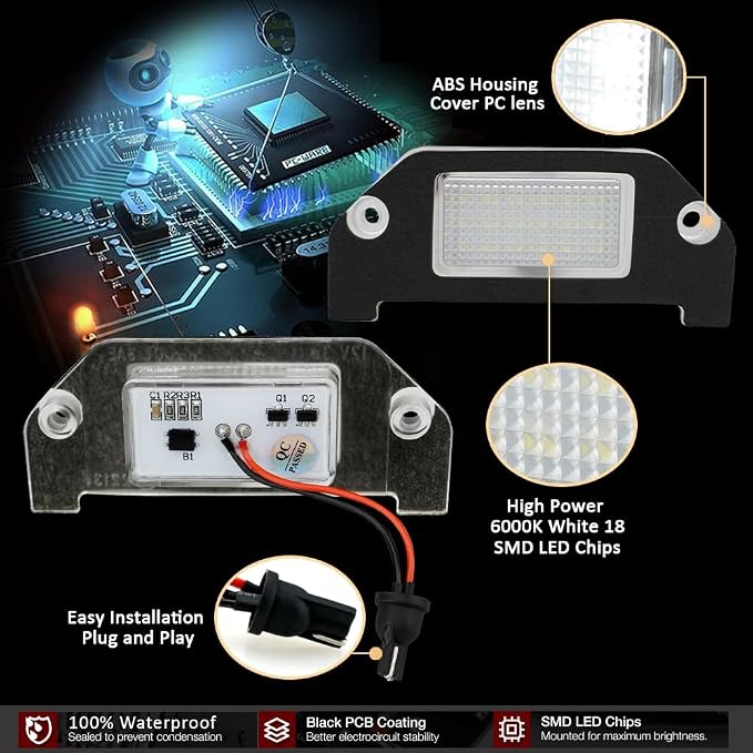 D-Lumina LED License Plate Light Tag Lamp Assembly for 2005-2014 Dodge Charger, 2008-2014 Dodge Challenger, 2005-2014 Chrysler 300, Dodge Avenger Magnum Dart, 6000K White Tag Lights, Pack of 1