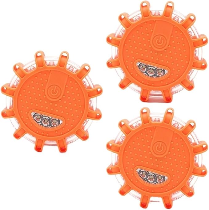 1pc 3pcs 6pcs 8/12 Led Flares Emergency Lights Roadside Safety Beacon Flashing Warning Flare Kit With Magnetic Warning Flasher(3pcs 12 led)