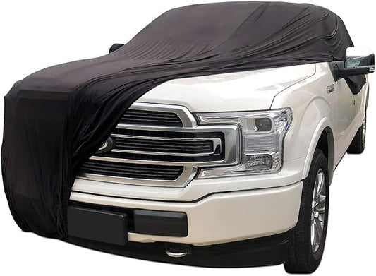 WinPower Indoor Car Cover Stretch Cloth Dust-Proof Underground Garage Car Show for Pickup Truck, Large SUV, Black, 232 x 82 x 77 inches