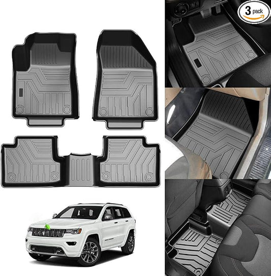KUST Floor Mats for 2016-2023 Jeep Cherokee Accessories (Not for Grand Cherokee), All Weather Car Mats Front Rear 2 Rows Floor Liners TPE Rubber Raised Edge