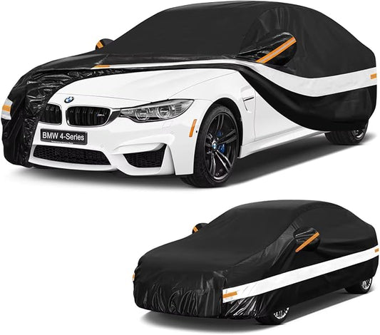 10 Layers Car Cover Custom Fit for BMW 4Series (2013-2026) 428i, 430i, 435i, 440i, M440i, Waterproof All Weather for Automobiles, Outdoor Full Cover Sun Dust Rain Protection with Cotton. Black