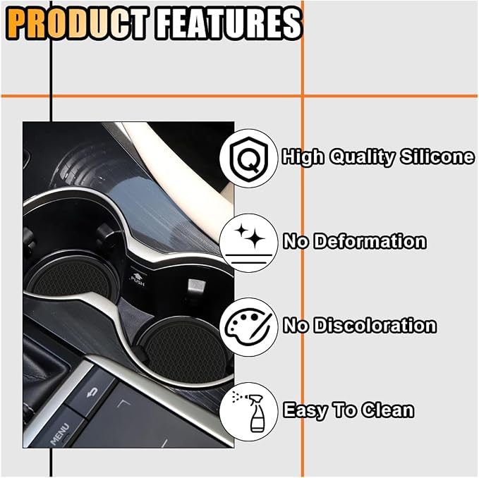 4PCS Car Cup Holder Coaster, 2.7 Inch Honeycomb Non-Slip Car Coaster, Auto Embedded in Ornaments Coaster, Universal Cup Holder Insert Mat for Most Car Interior Accessories (Black)