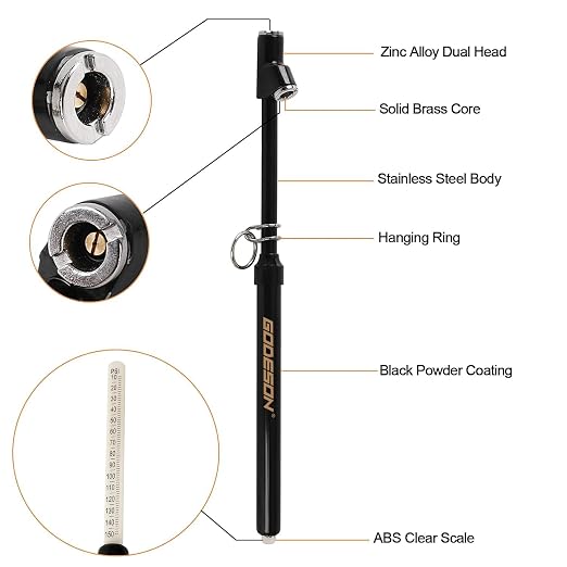 GODESON Dual Head Tire Pressure Gauge, Heavy Duty Pencil Tire Gauge Range 10-150PSI,Dual Head Truck Pen Air Pressure Gauge (Pack of 2)