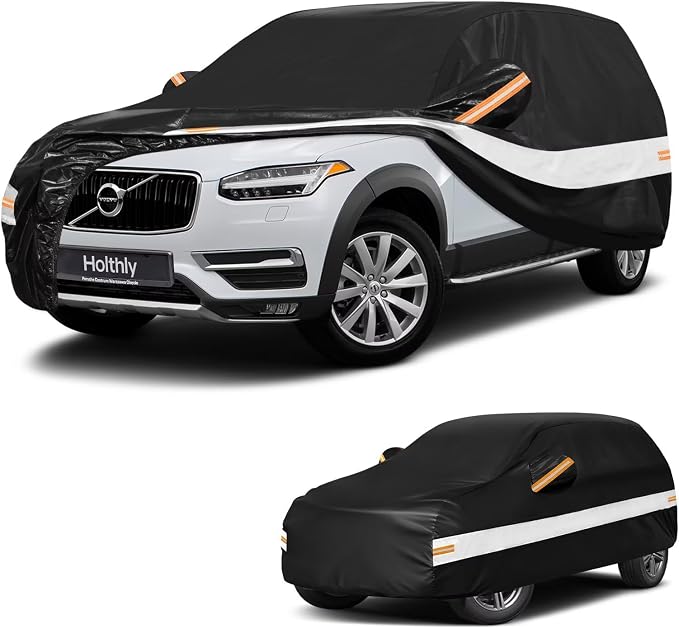 10 Layers SUV Car Cover Custom Fit for Volvo XC90 (2015-2026), Waterproof All Weather for Automobiles, Outdoor Full Cover Sun Dust Rain Protection with Cotton. Black
