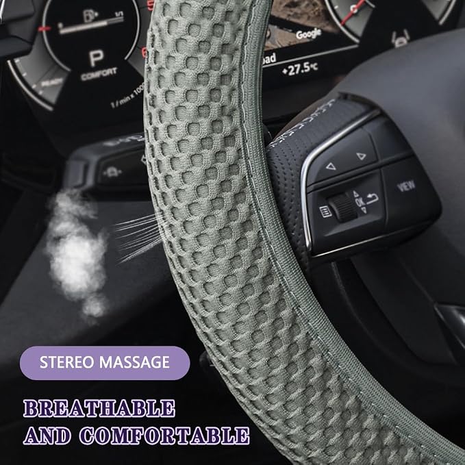 Elastic Stretch Steering Wheel Cover, Steering Wheel Cover, 15" Breathable Auto Steering Wheel Protector, Universal Car Accessories Comfortable Non-Slip Vehicle Steering Wheel Covers for Women Men