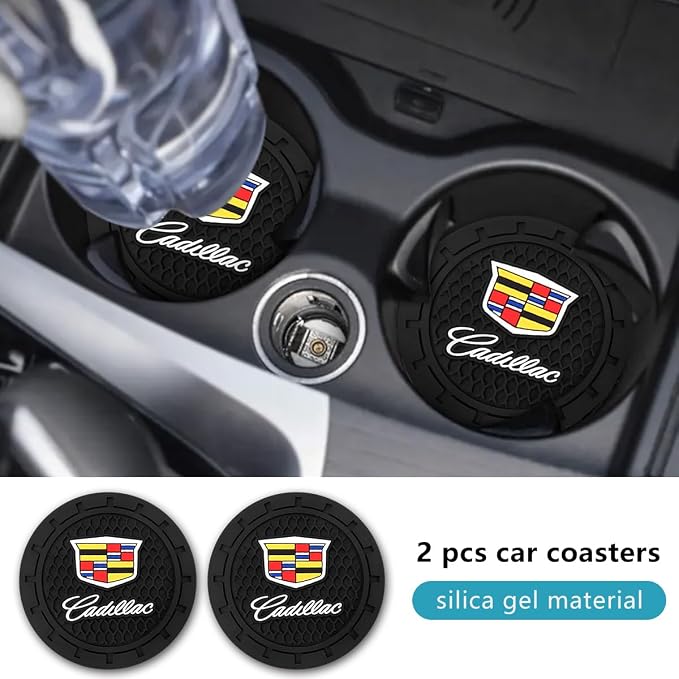 Car Cup Holder Coaster for Cadillac Escalade CT4 CT5 CT6 ATS CTS SRX XT5 Cupholder Coaster Interior Accessories 2.75in 2Pieces Black