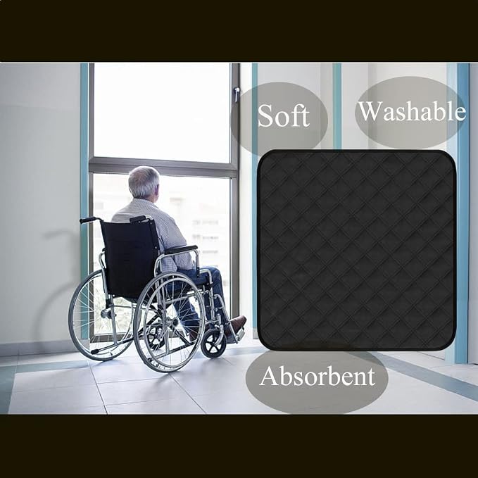 Washable Chair Pads for Incontinence - Heavy Absorbent Seat Protector, Reusable Pee Pads, Durable Underpads for Adults 21"X22" 3 Pack