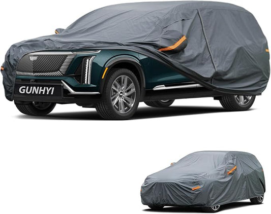GUNHYI Premium Car Cover Custom Fit Cadillac Vistiq, 16 Layers Heavy Duty Car Cover Waterproof All Weather with Zipper Door for Sun Rain Snow Dust Uv Protection