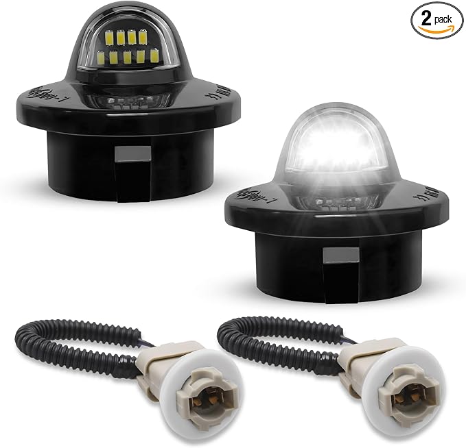 LESAUCE LED License Plate Light with Socket Wiring Harness Plugs Tag Lights for Ford Trucks (1999-2016) – Direct Fit F150, F250, Super Duty, Bronco, Ranger – 6500K White, Plug & Play, Waterproof