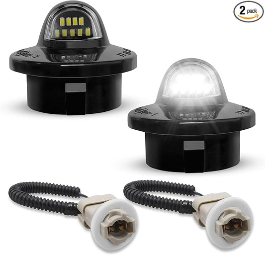LESAUCE LED License Plate Light with Socket Wiring Harness Plugs Tag Lights for Ford Trucks (1999-2016) – Direct Fit F150, F250, Super Duty, Bronco, Ranger – 6500K White, Plug & Play, Waterproof