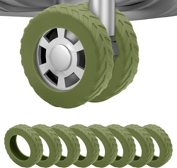 8Pcs Luggage Wheel Covers,Fits 2-2.4'' Suitcase Wheel,Army Green | Carry On Luggage Wheels Protector,Upgraded Luggage Travel Accessories,Helps reduce daily rolling noise and surface wear.