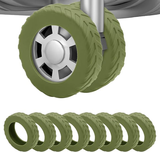 8Pcs Luggage Wheel Covers,Fits 2-2.4'' Suitcase Wheel,Army Green | Carry On Luggage Wheels Protector,Upgraded Luggage Travel Accessories,Helps reduce daily rolling noise and surface wear.