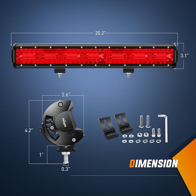 Nilight 20 Inch LED Light Bar Red Triple Row 420W Spot Flood Combo 42000LM Driving Boat Off Road Fishing Hunting Emergency Safety Lighting for UTV Pick-up Van Tractor